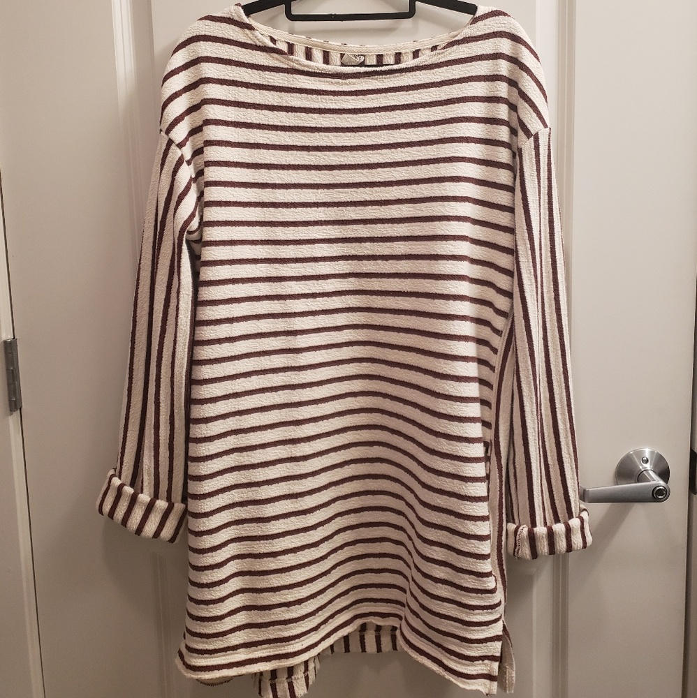 Free People "Come On Over" Red Striped Tunic